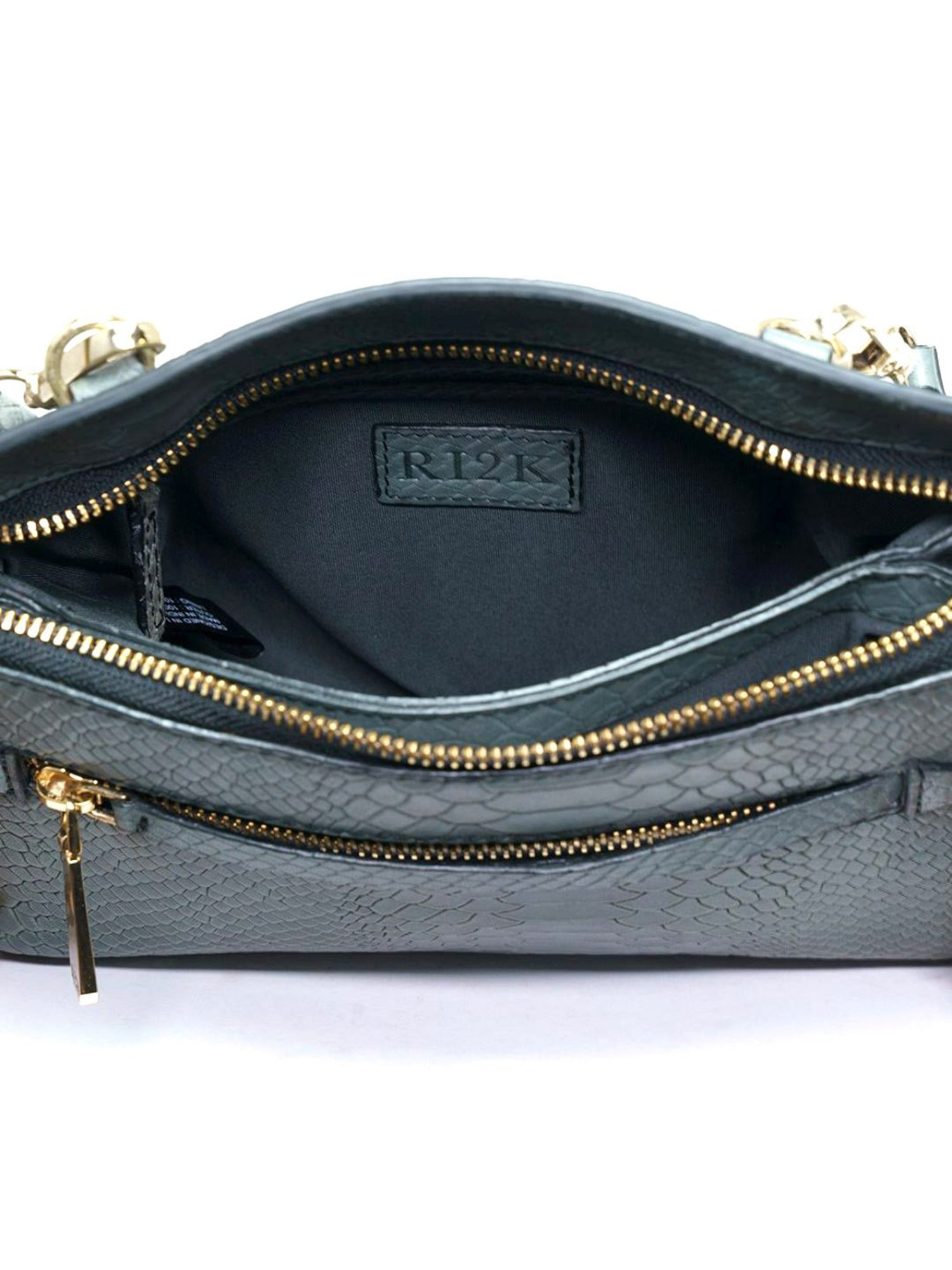 RI2K London Grey Leather Medium Animal Effect Cross Body Bag