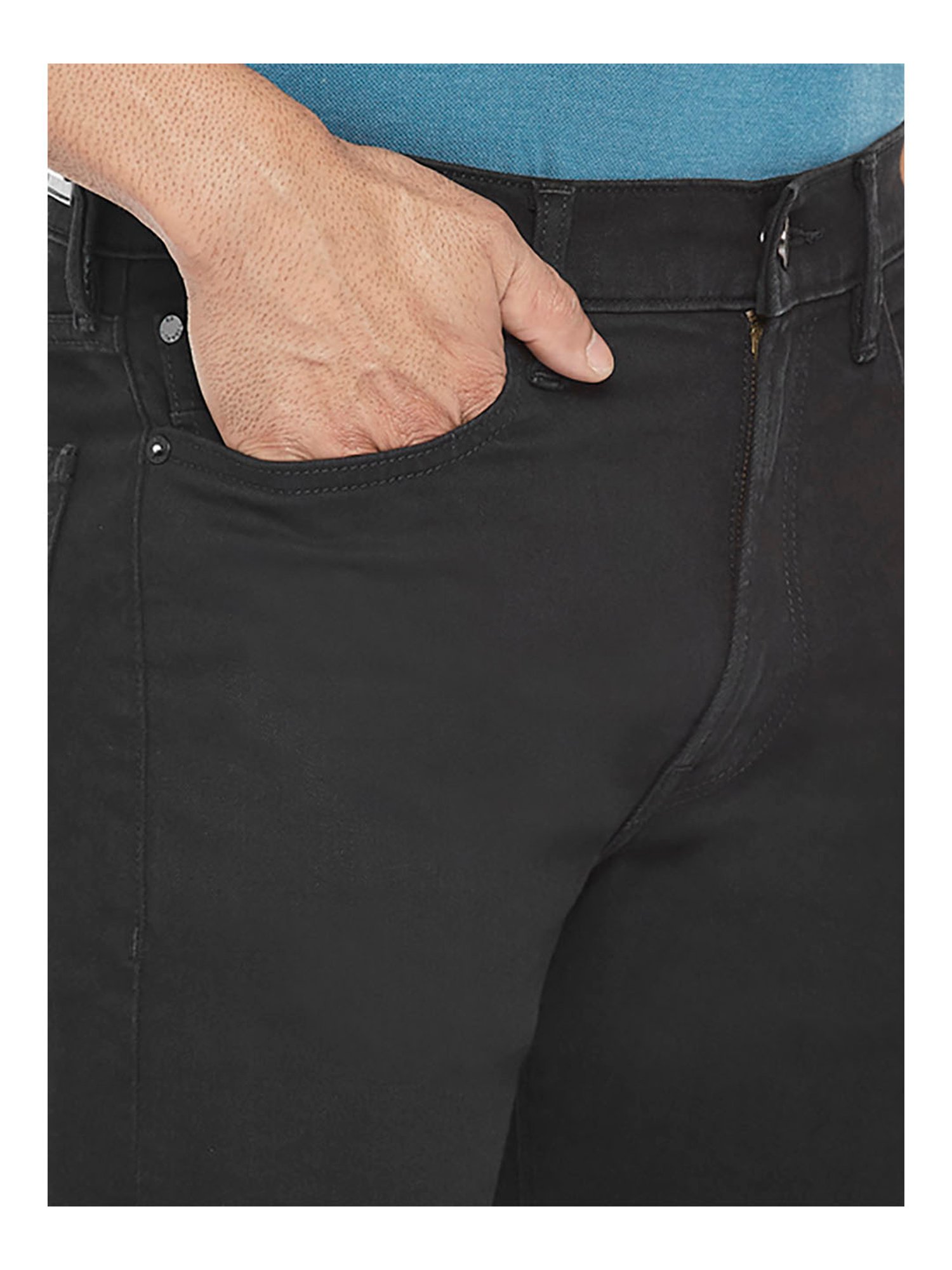 EVERBLUE Black Regular Fit Midrise Stretchable Jeans