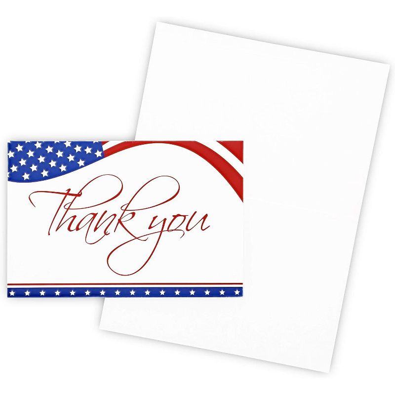 Pipilo Press 120 Count American Flag Thank You Cards with Envelopes Greeting Cards Bulk Boxed Set 4 x 6 in