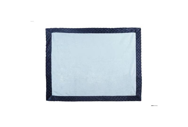 Bacati - Solid Baby Blue with Solid Border Blanket (Baby Blue/Navy Border)