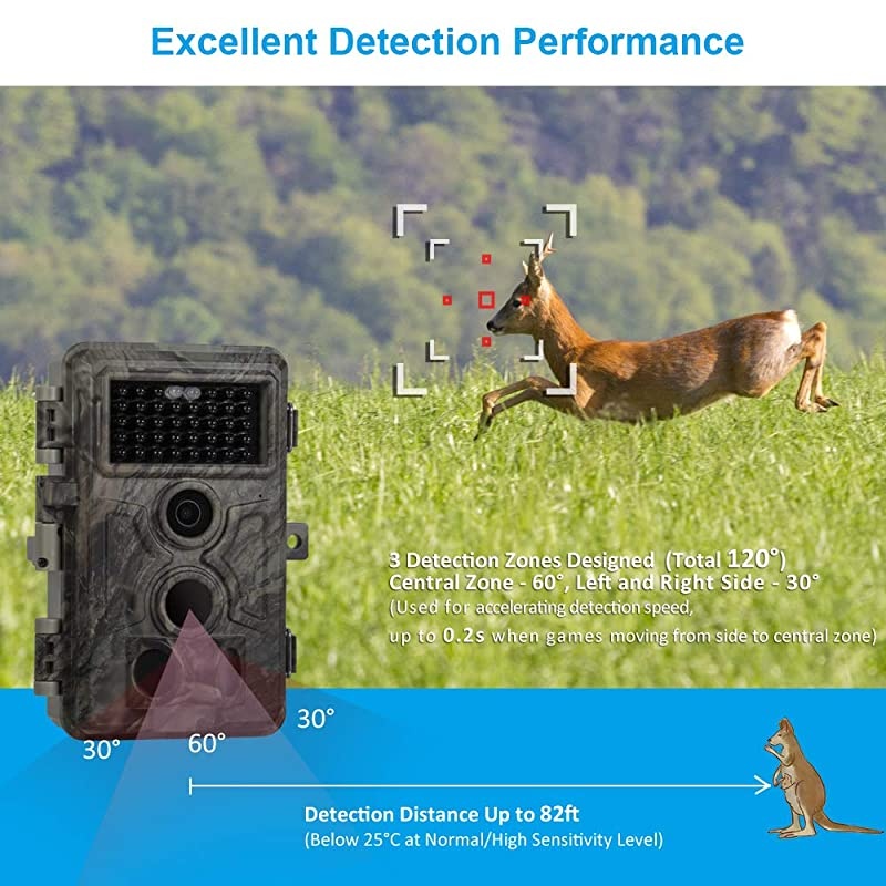 Game Trail Camera 20MP 1080P Fast 0.2S Motion Activated 75ft No Glow Night Vision Waterproof Cam for Wildlife Deer Trail Outdoor Critter Animal Scouting