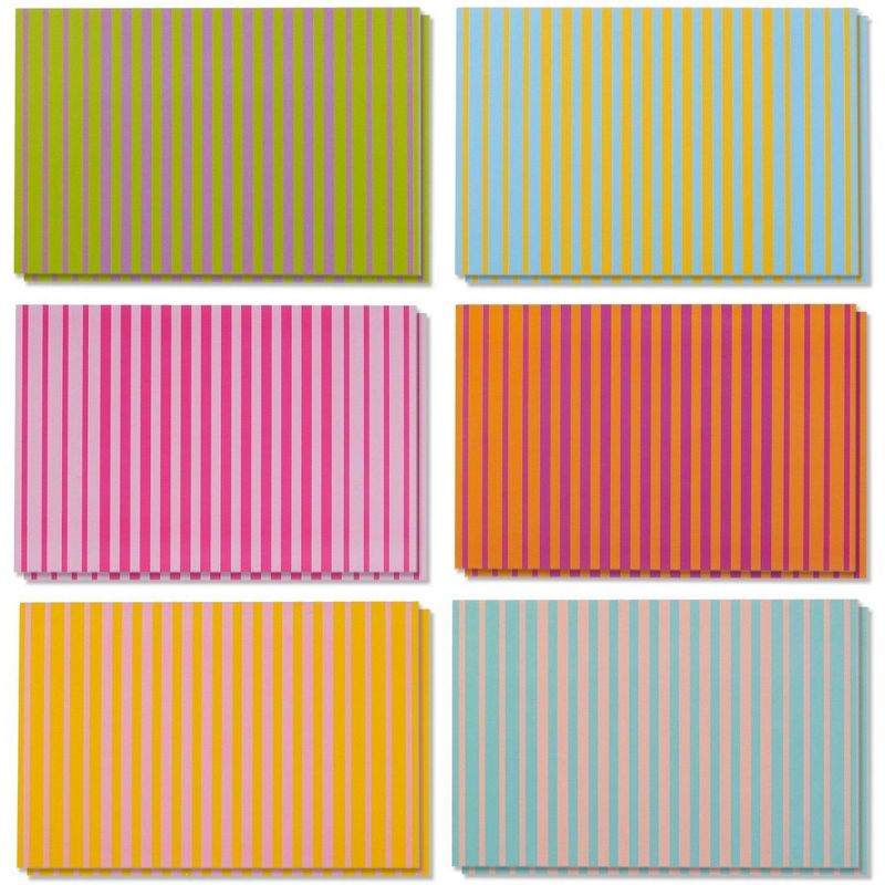 Best Paper Greetings 48 Pack Blank All Occasion Greeting Cards with Envelopes Bulk Boxed Set, 6 Striped Colors 4x6 in