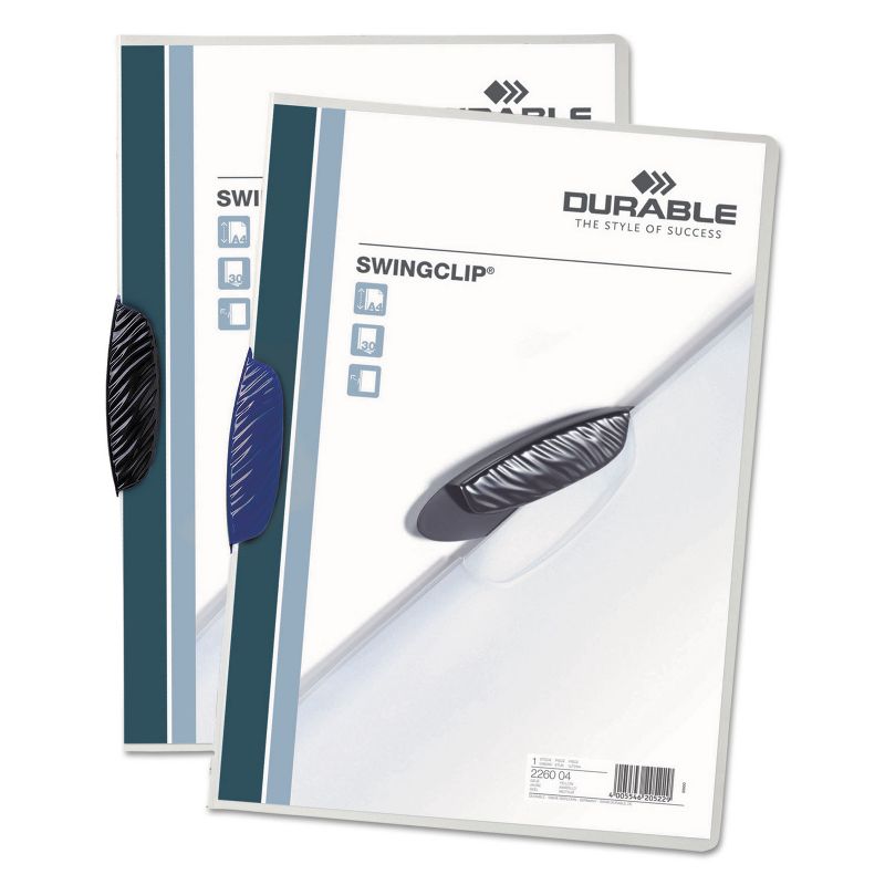 Durable Swingclip Polypropylene Report Cover Letter Size Clear/Black Clip 25/Box 226301