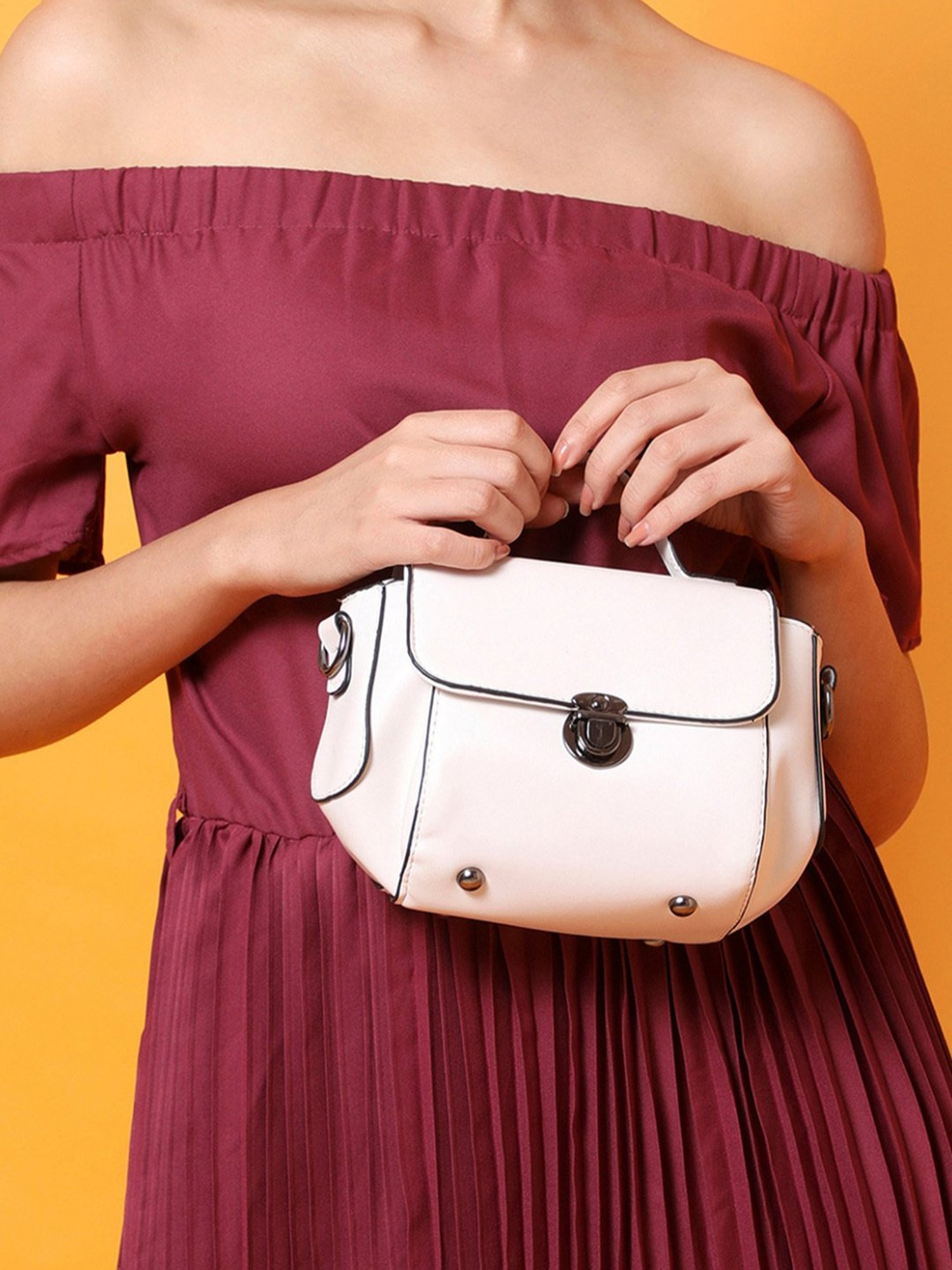 HauteSauce White Medium Handheld Handbag