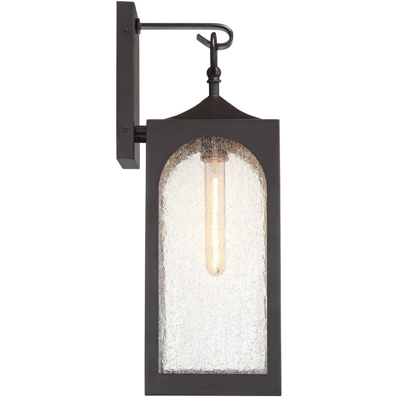 Possini Euro Design Modern Outdoor Wall Light Fixture Bronze Lantern 20 1/2" Seedy Glass for Exterior House Porch Patio Deck