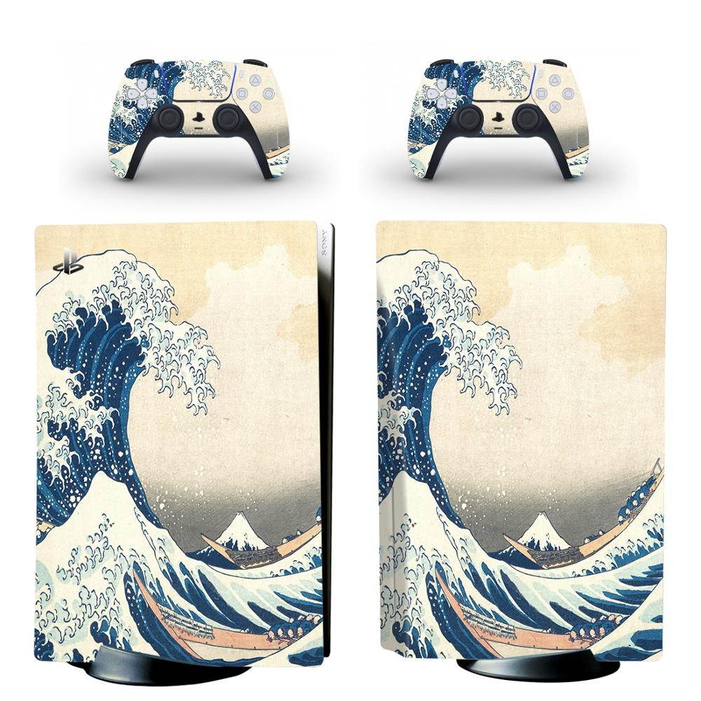 Great Wave PS5 Standard Disc Edition Skin Sticker Decal Cover for PlayStation 5 Console & Controllers PS5 Skin Sticker