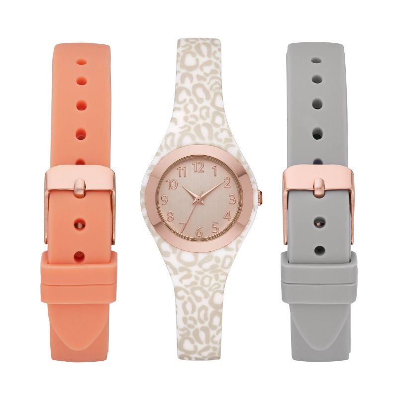 Women's Unibody Rubber Interchangeable Strap Watch Set - A New Day™ Rose Gold