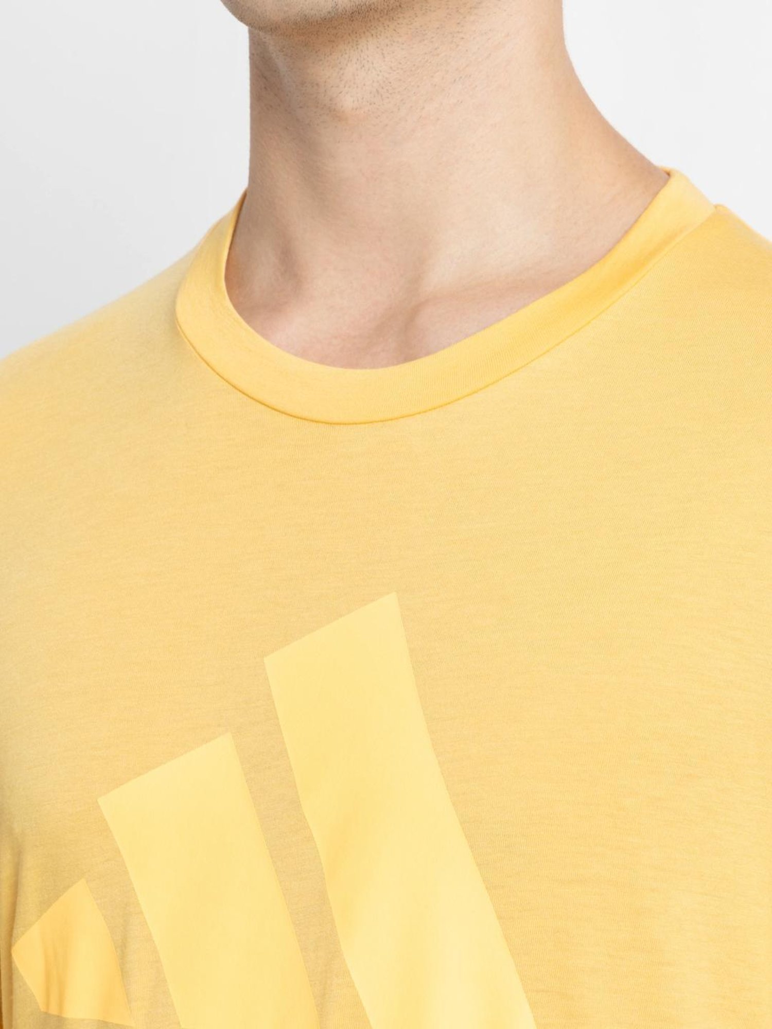 Adidas Orange Regular Fit Logo Printed T-Shirt