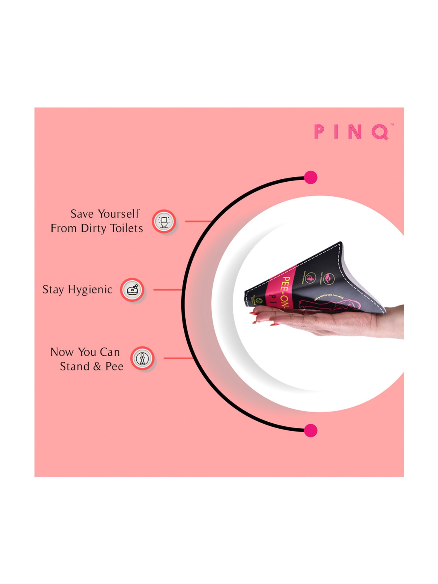 PINQ Pee-on-the-Go-Biodegradable Urination Funnels for Public Toilets, Travel -Pack of 10