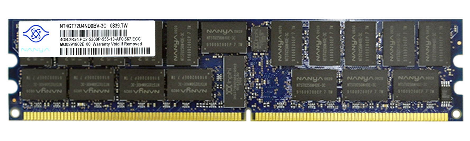 NANYANanya Nt4Gt72U4Nd0Bv-3C Nanya 4Gb Ddr2 667Mhz Pc25300 240Pin Ecc Registere