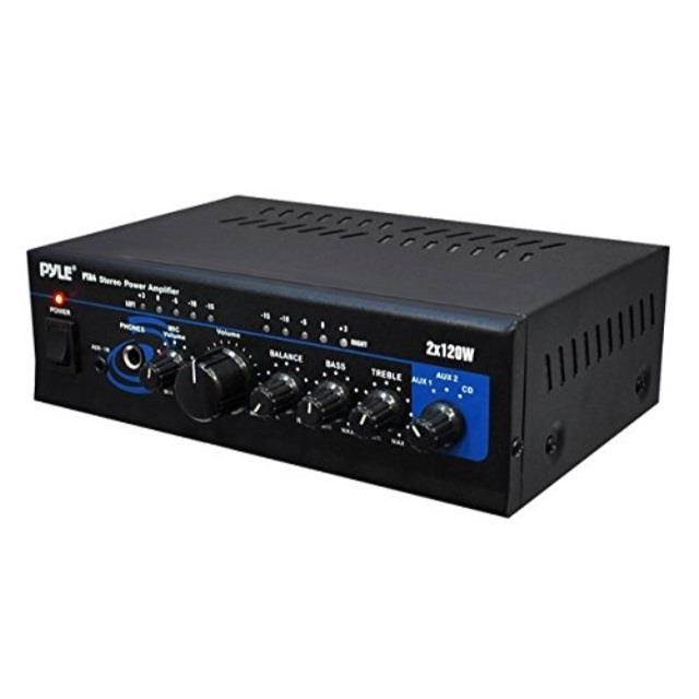 Pyle Home PTA4 Mini 2x120 Watt Stereo Power Amplifier with AUX/CD Input