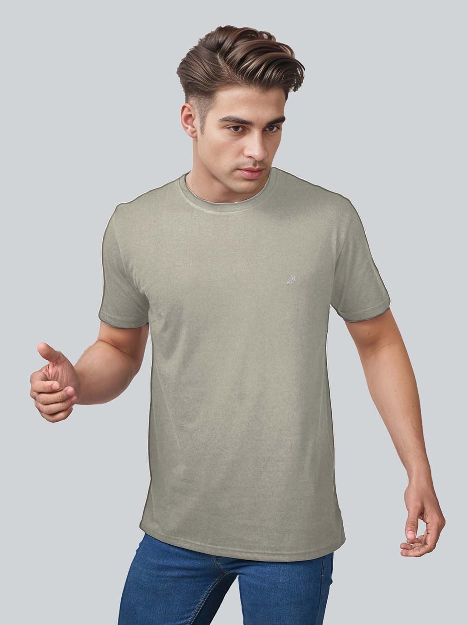 Lux Nitro Grey & Green Regular Fit T-Shirt