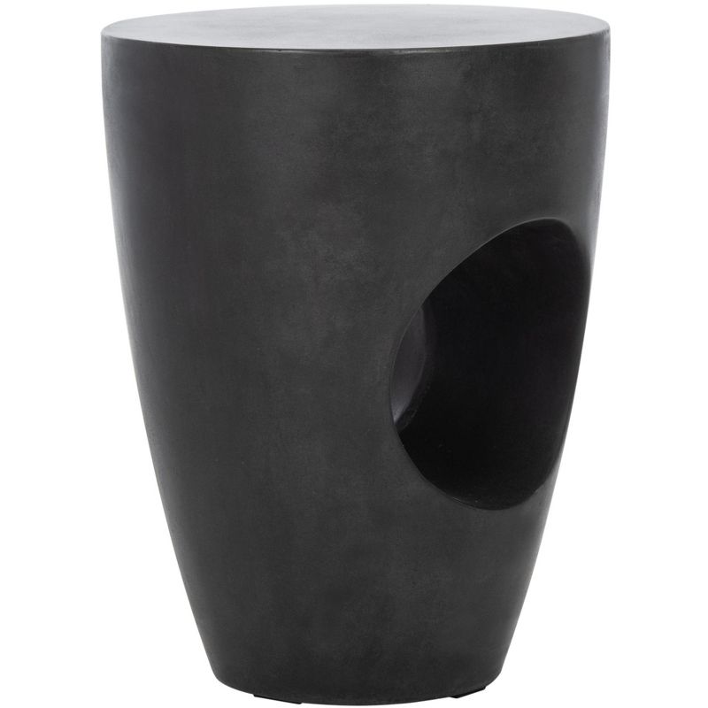 Aishi Indoor/Outdoor Modern Concrete Round Accent Table - Black - Safavieh