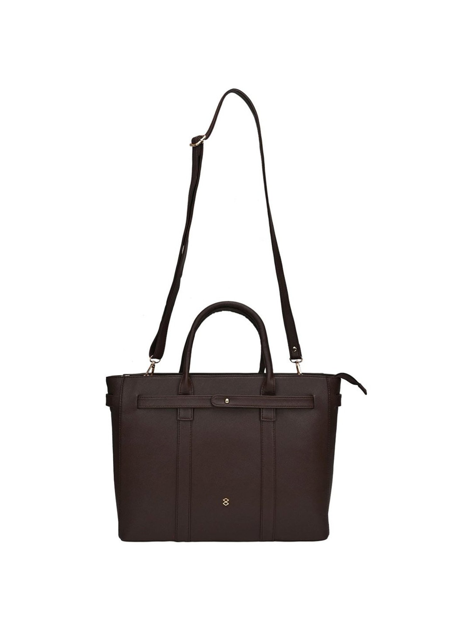 Horra Dark Brown Solid Laptop Handbag