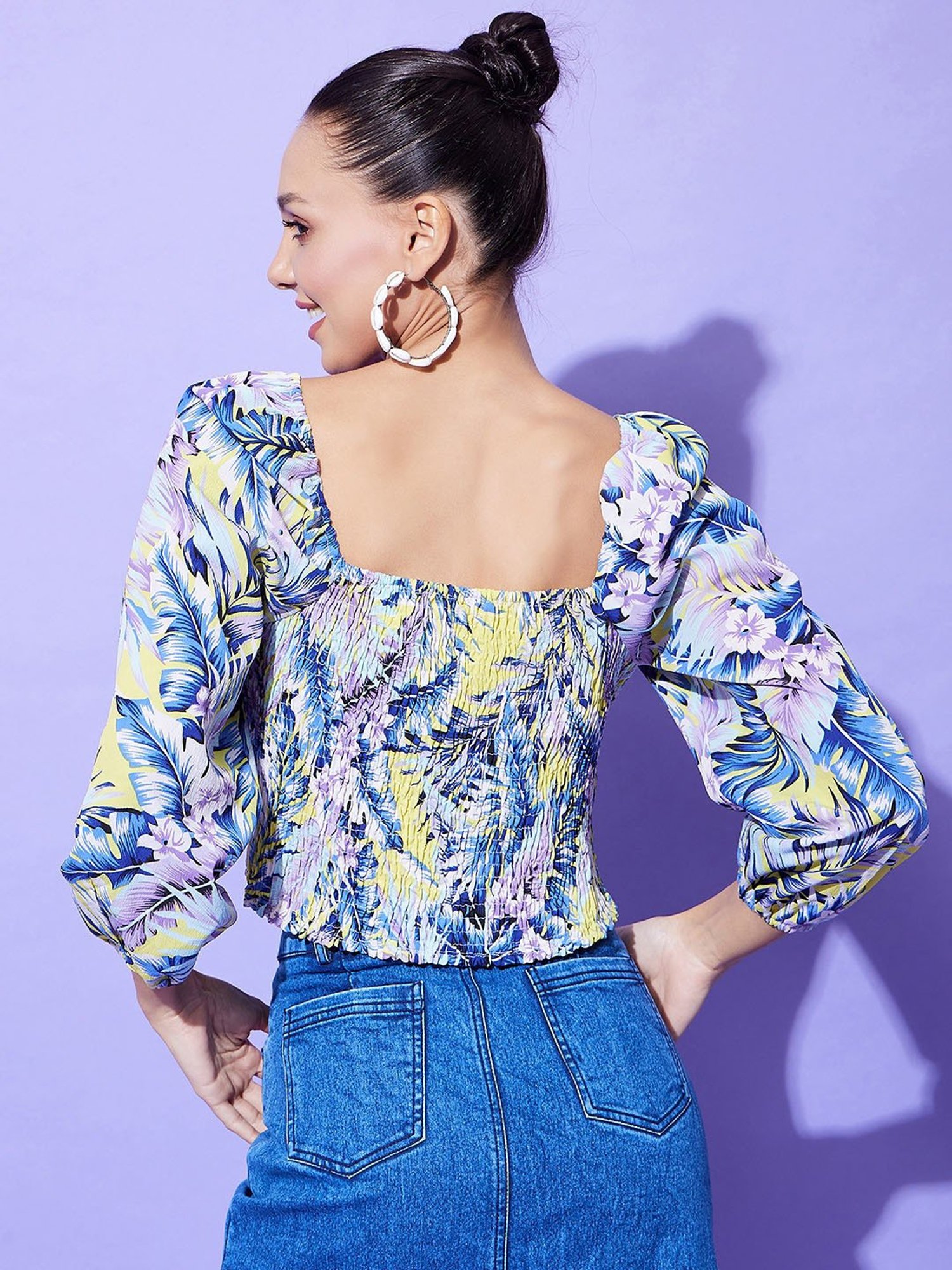 StyleStone Blue Printed Crop Top