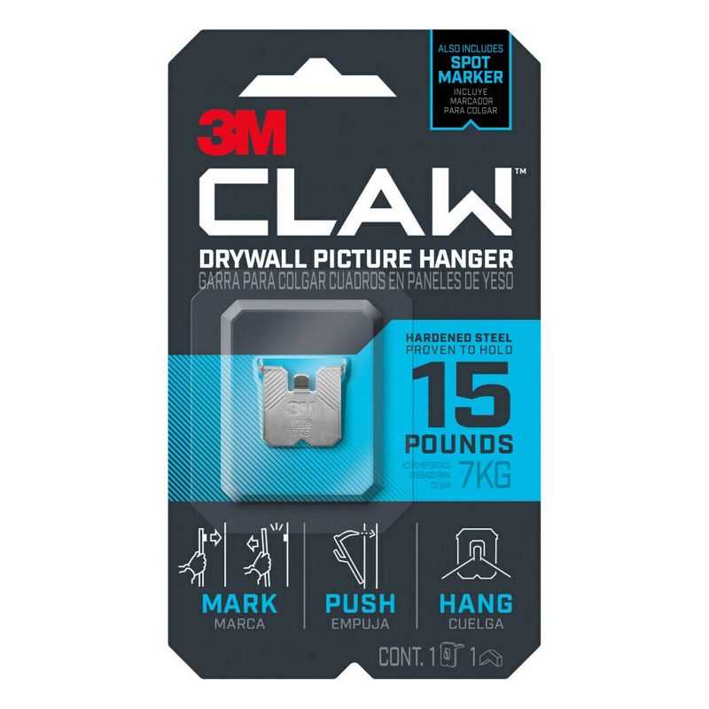 3M 15 lb CLAW Drywall Picture Hanger with Spot Marker
