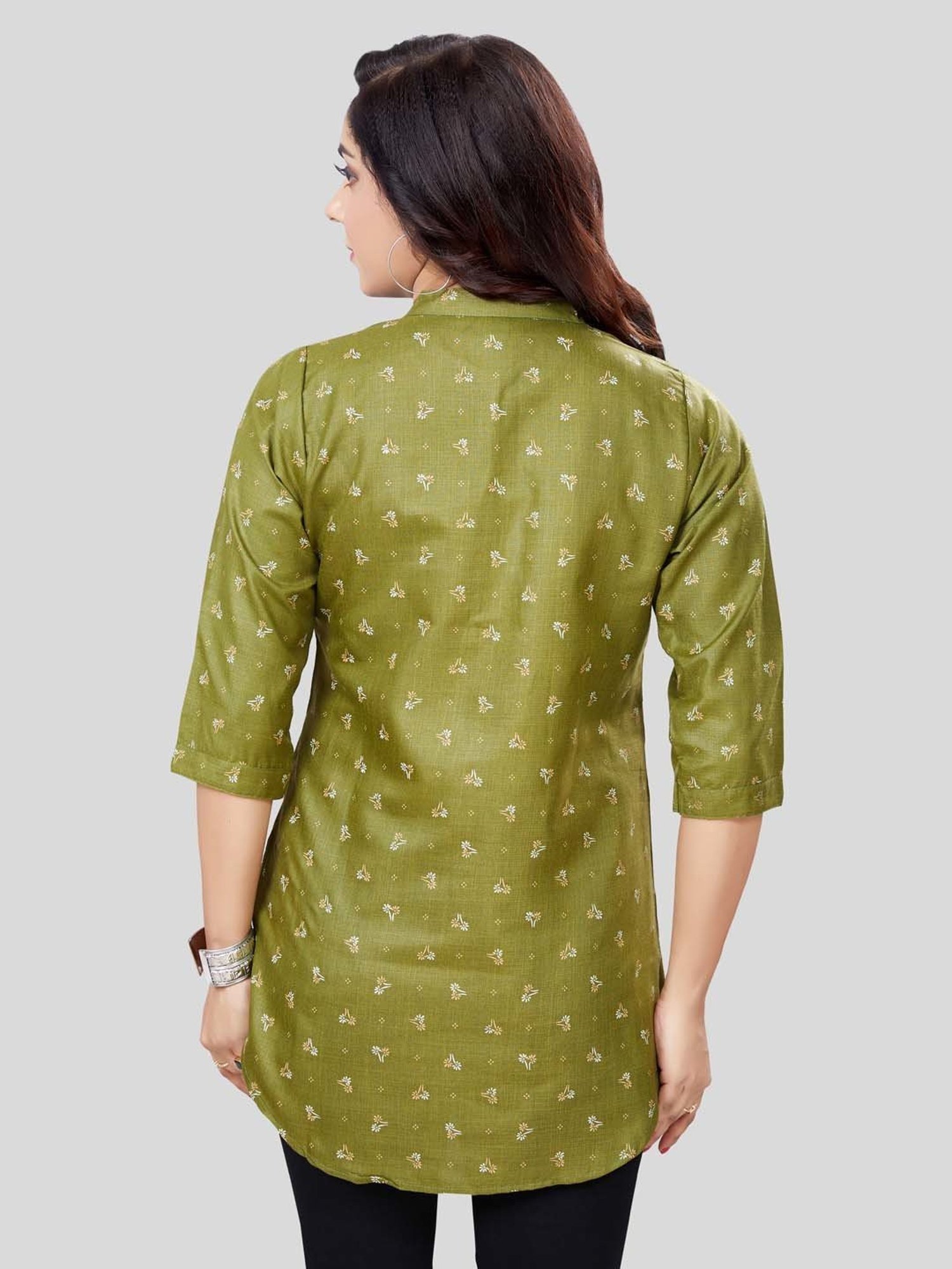 Saree Swarg Green Printed A Line Kurti