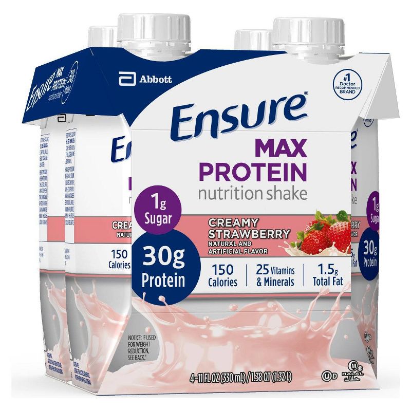 Ensure Max Protein Shake - Creamy Strawberry - 4ct/44 fl oz