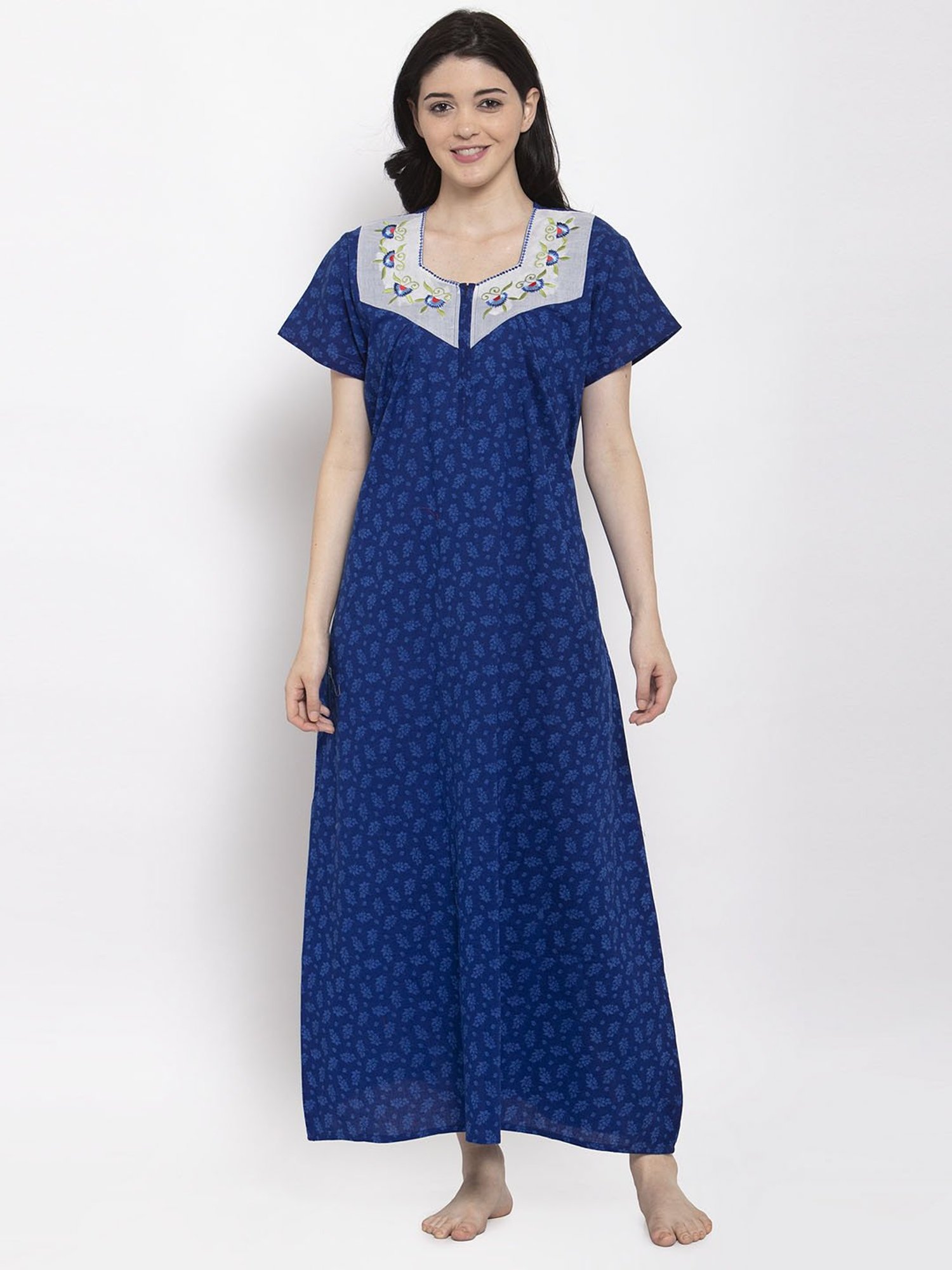 Secret Wish Blue Printed Nighty