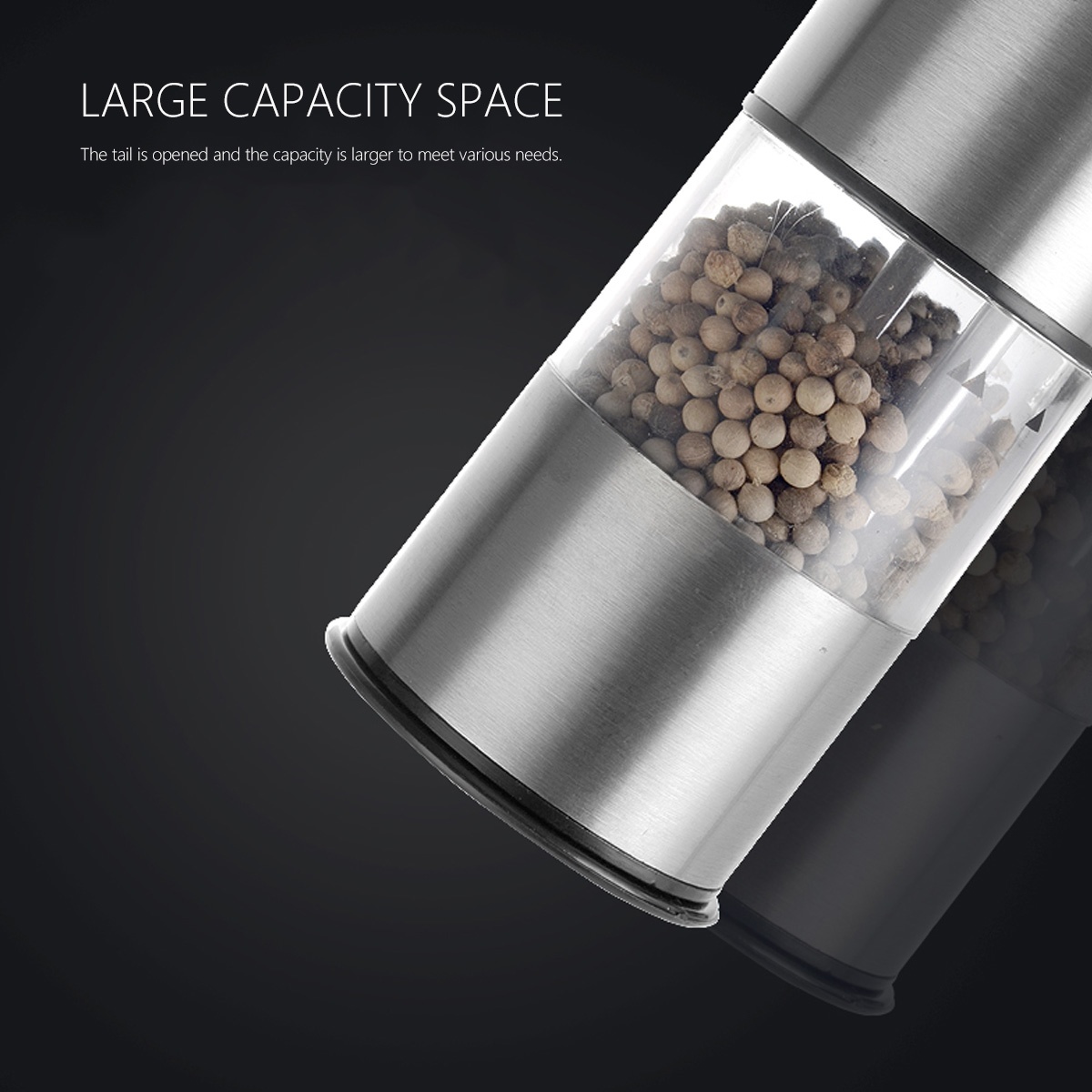 2pcs Electric Pepper Grinder Multi-purpose Stainless Steel Grinder Pepper Mill Tool for Home Kitchen Resturant without Battery (Flat Tip + Pointed Tip)