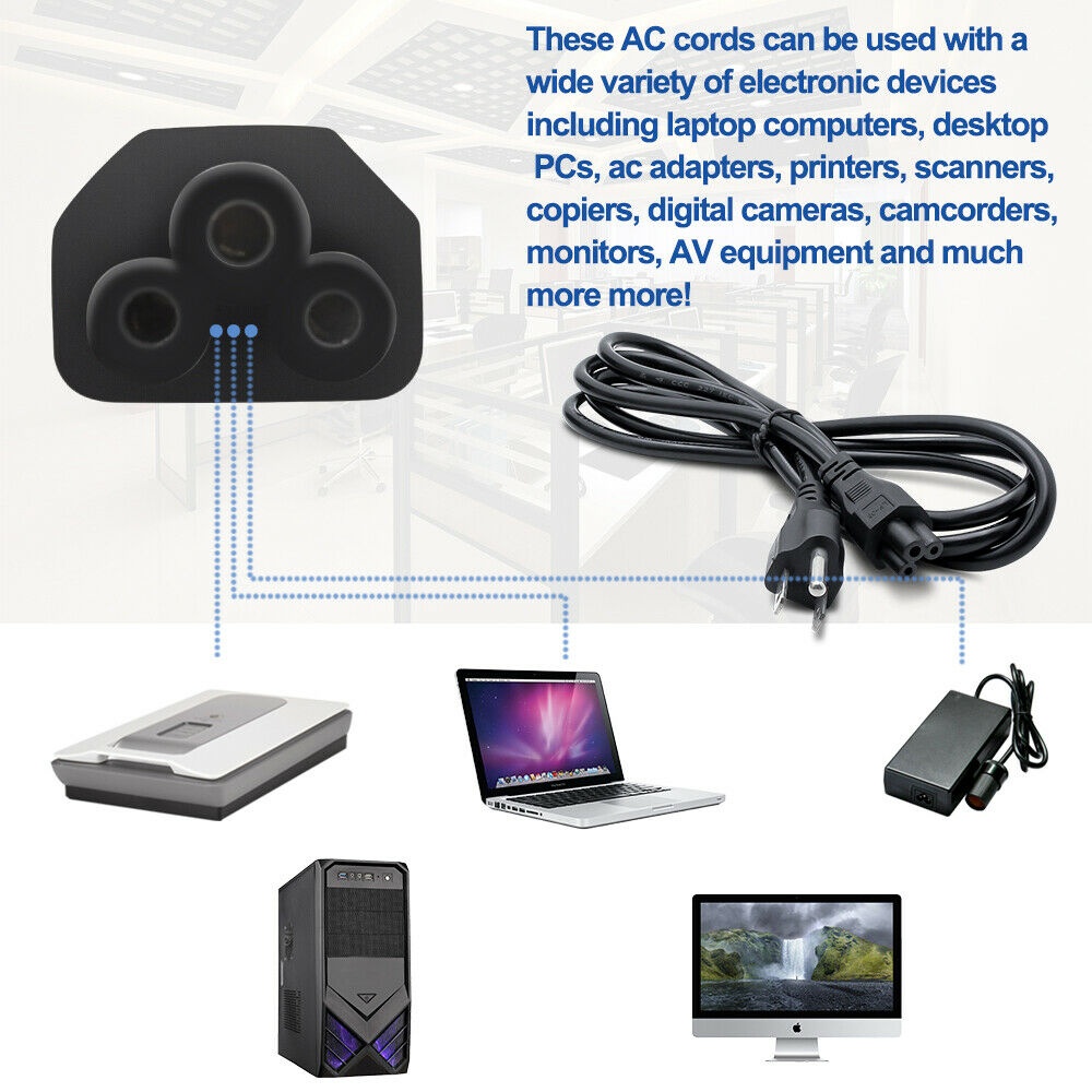 lot 10 3Prong 4ft AC Power Cord Cable for  Fujitsu /Compaq Laptop Notebook