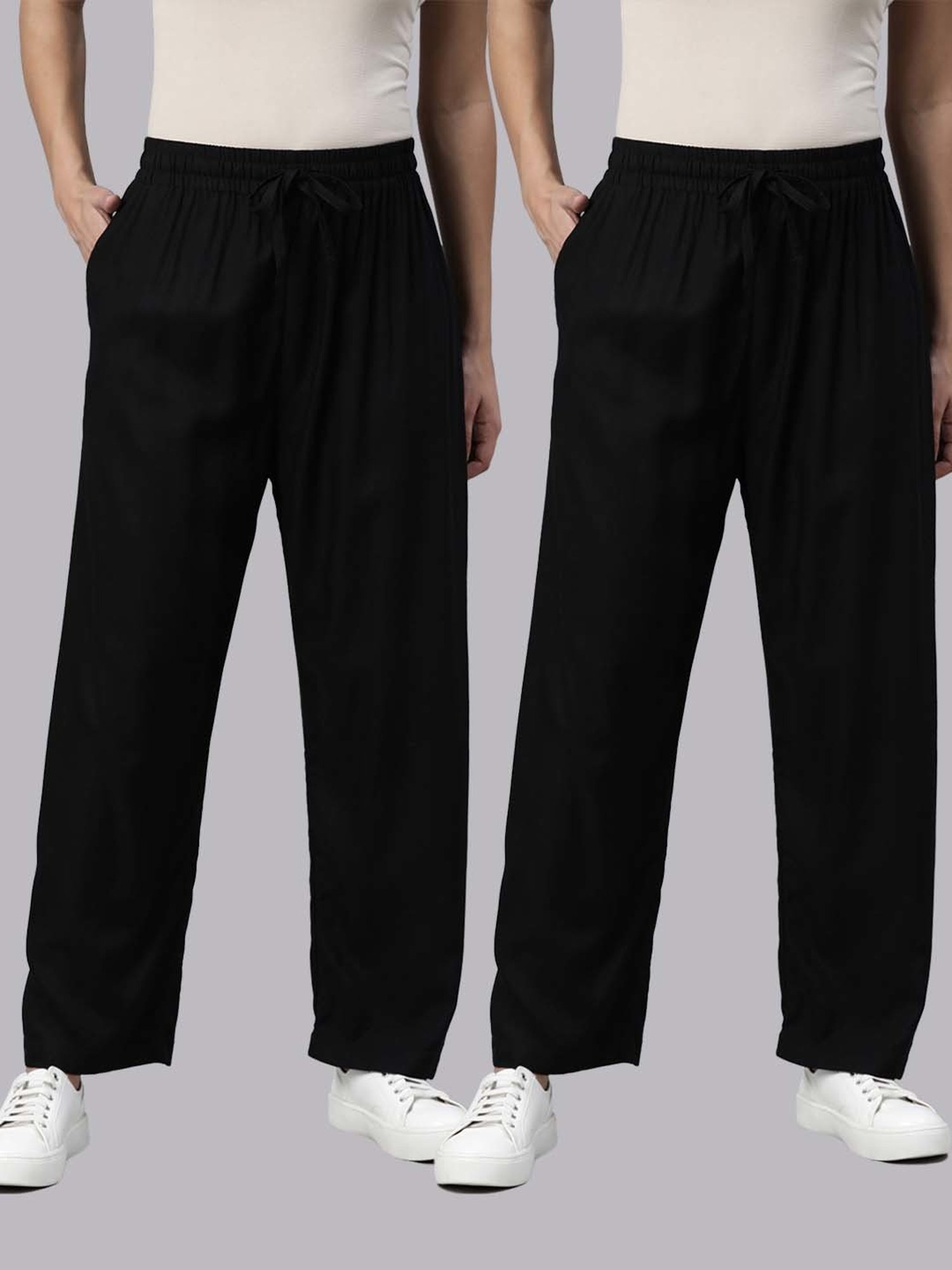 TWIN BIRDS Black Regular Fit Pants - Set Of 2