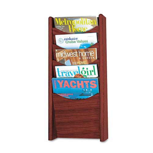 Safco Solid Wood Wall-Mount Literature Display Rack 11 1/4 x 3 3/4 x 23 3/4