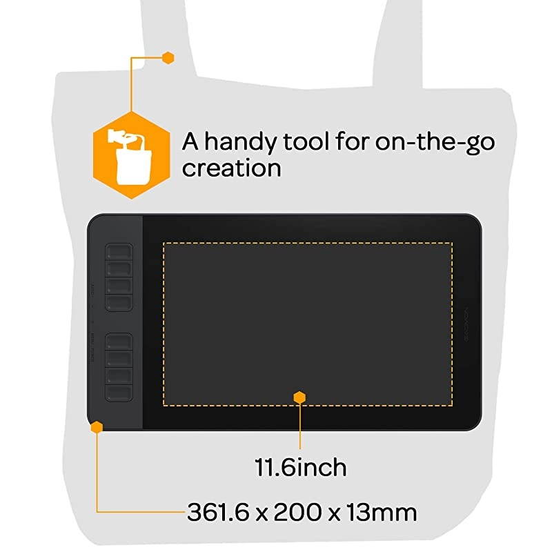 PD1161 11 6 Inches HD IPS Tilt Support Graphics Drawing Pen Display with 8 Shortcuts and 8192 Levels Battery Free AP50 Stylus