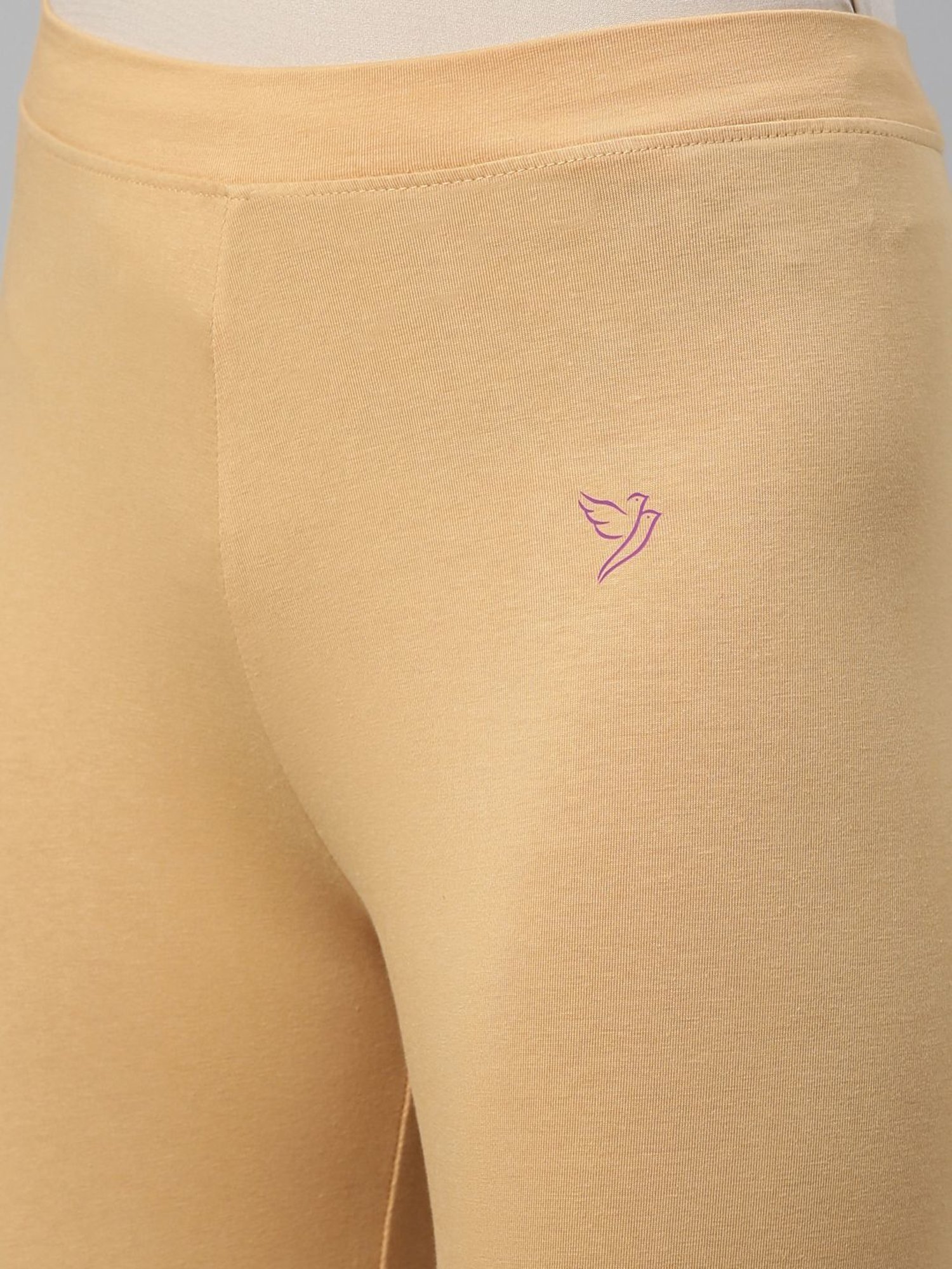 TWIN BIRDS Beige Cotton Leggings With Dupatta