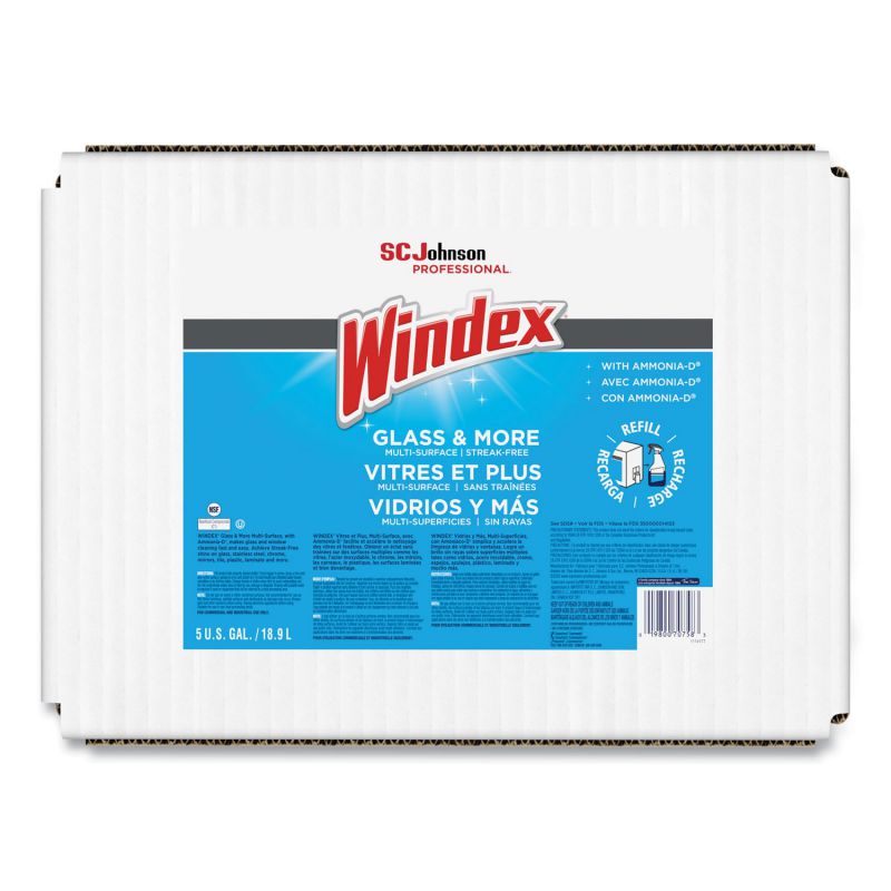 Windex 682251 Powerized Formula Glass/Surface Cleaner, 5Gal Bag-In-Box Dispenser