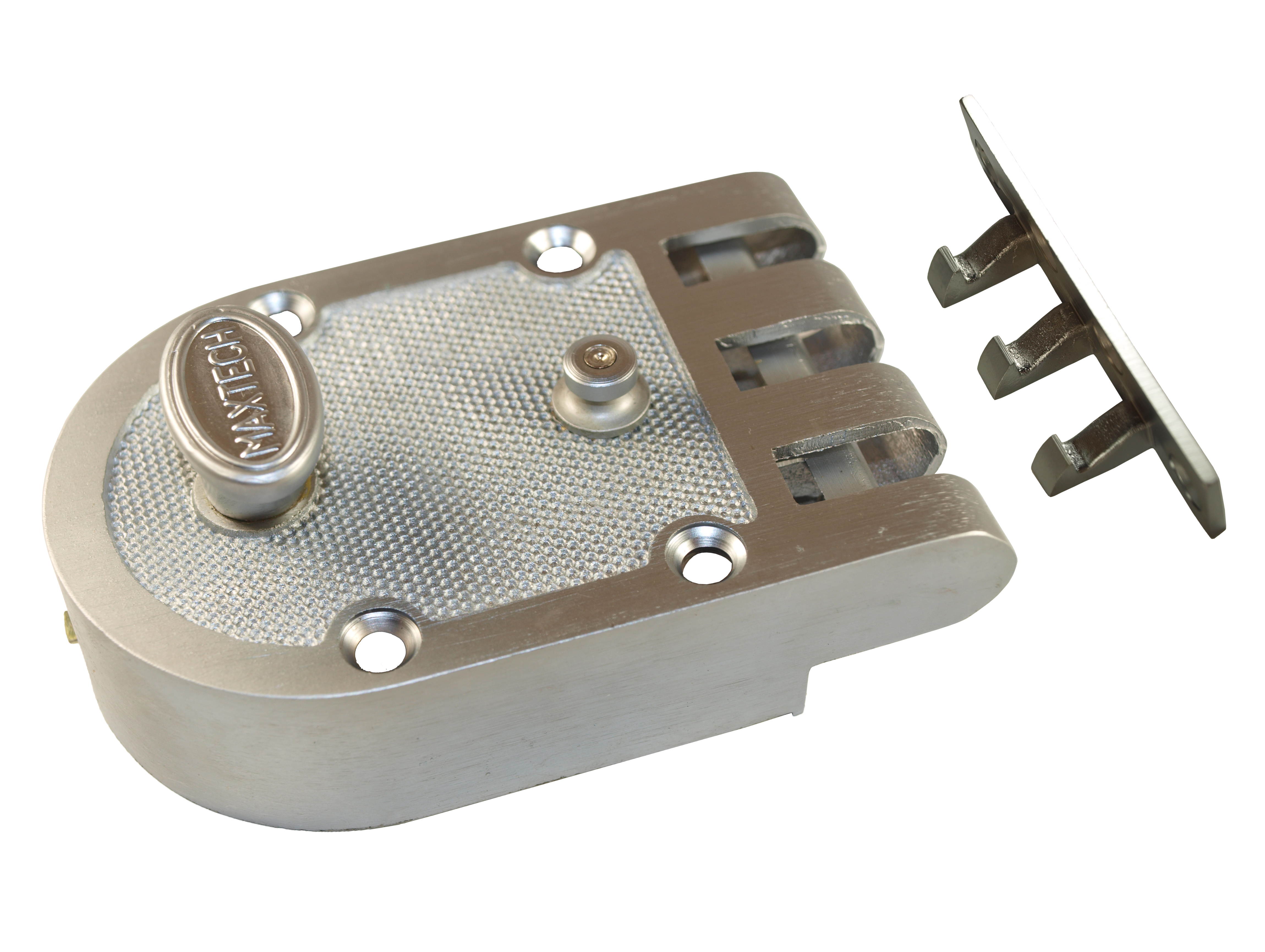 Maxtech (Segal Like) Jimmy Proof Automatic Deadlocking Slam Lock Single Cylinder Lock Set, Satin Chrome (US26D)