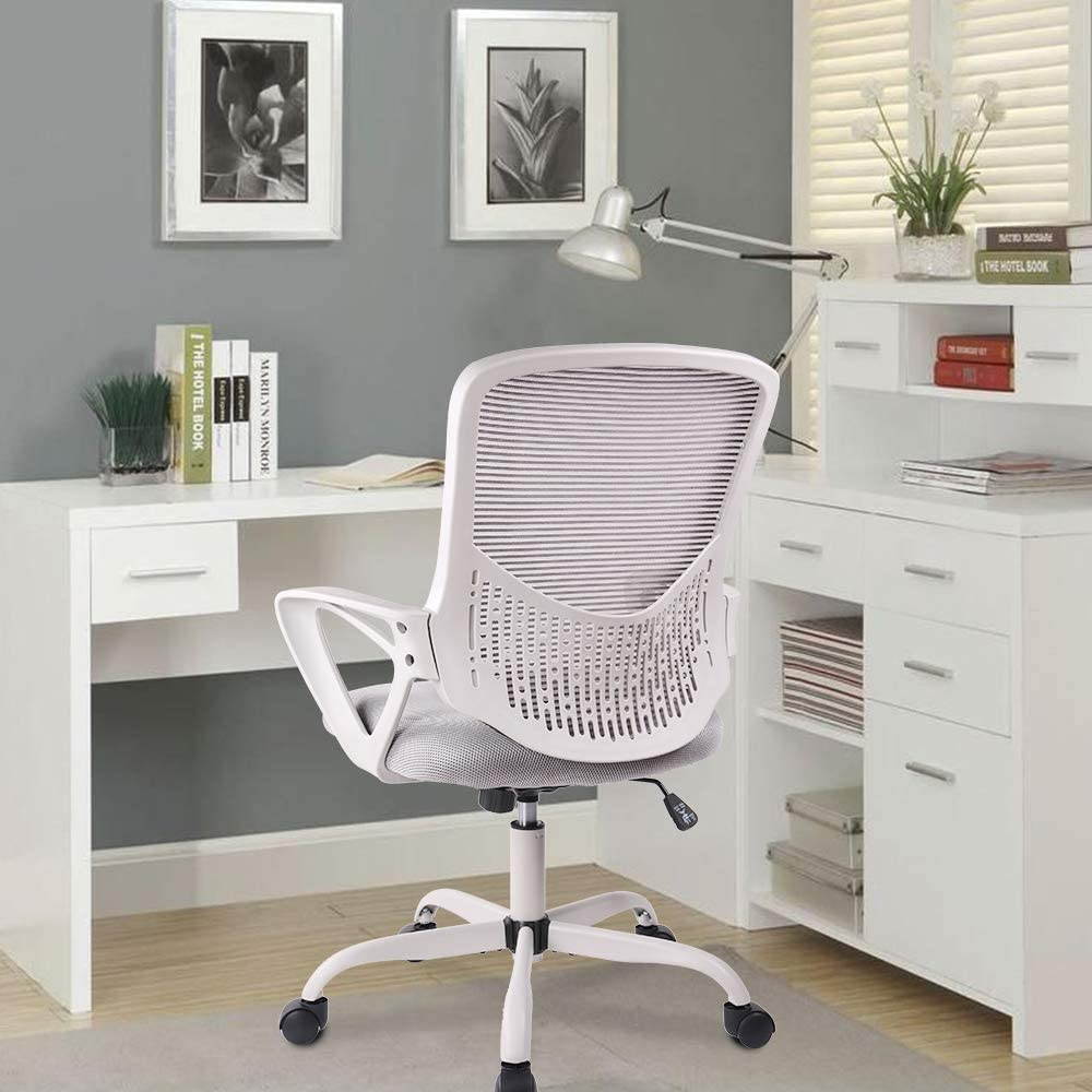 Ergonomic Office Chair with Lumbar Support, Height-adjustable Mesh Chair, Swivel Desk Chair with Armrests for Home Office, Grey