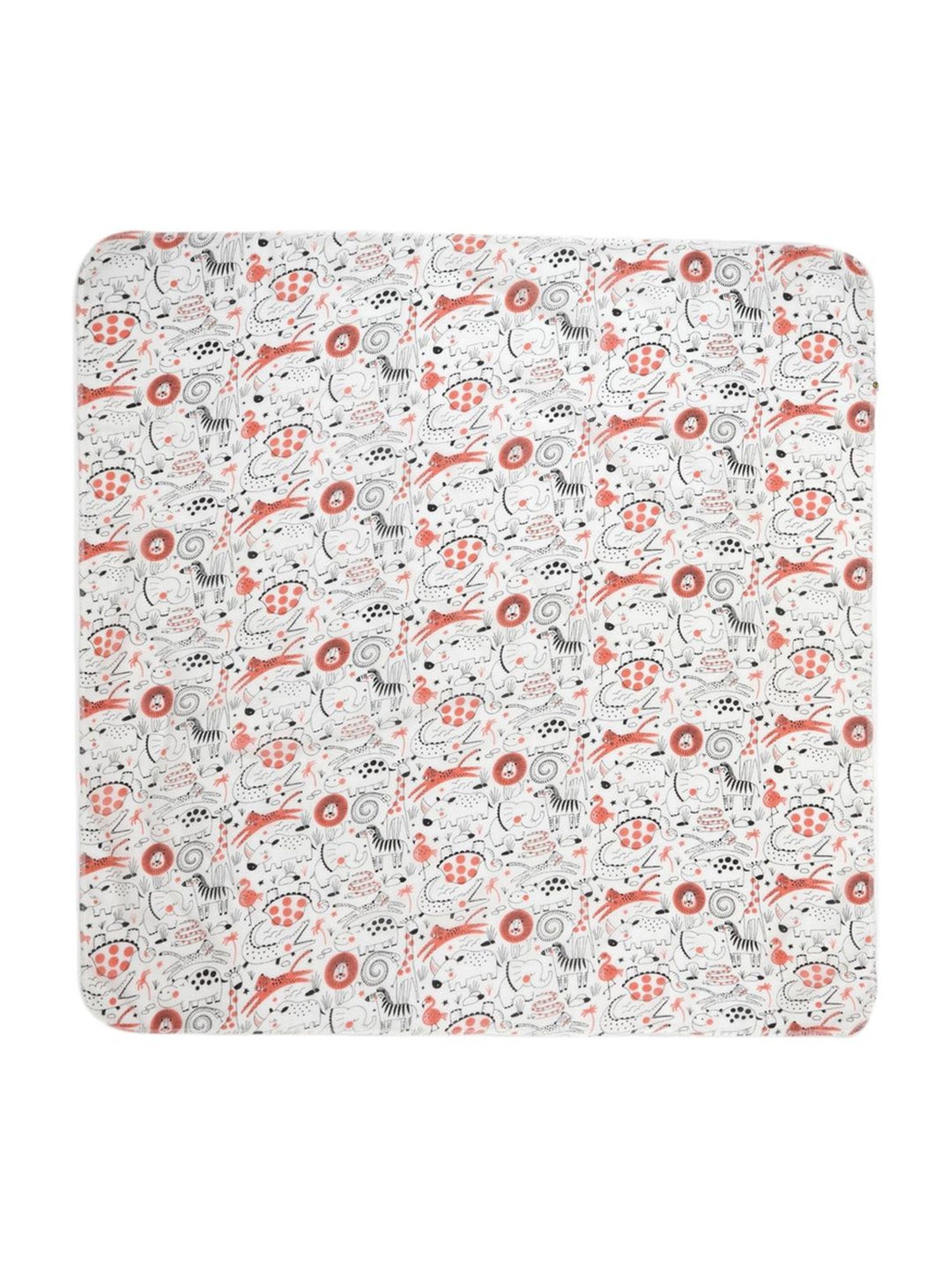 Pranava Kids White & Coral Cotton Printed Bath Towel