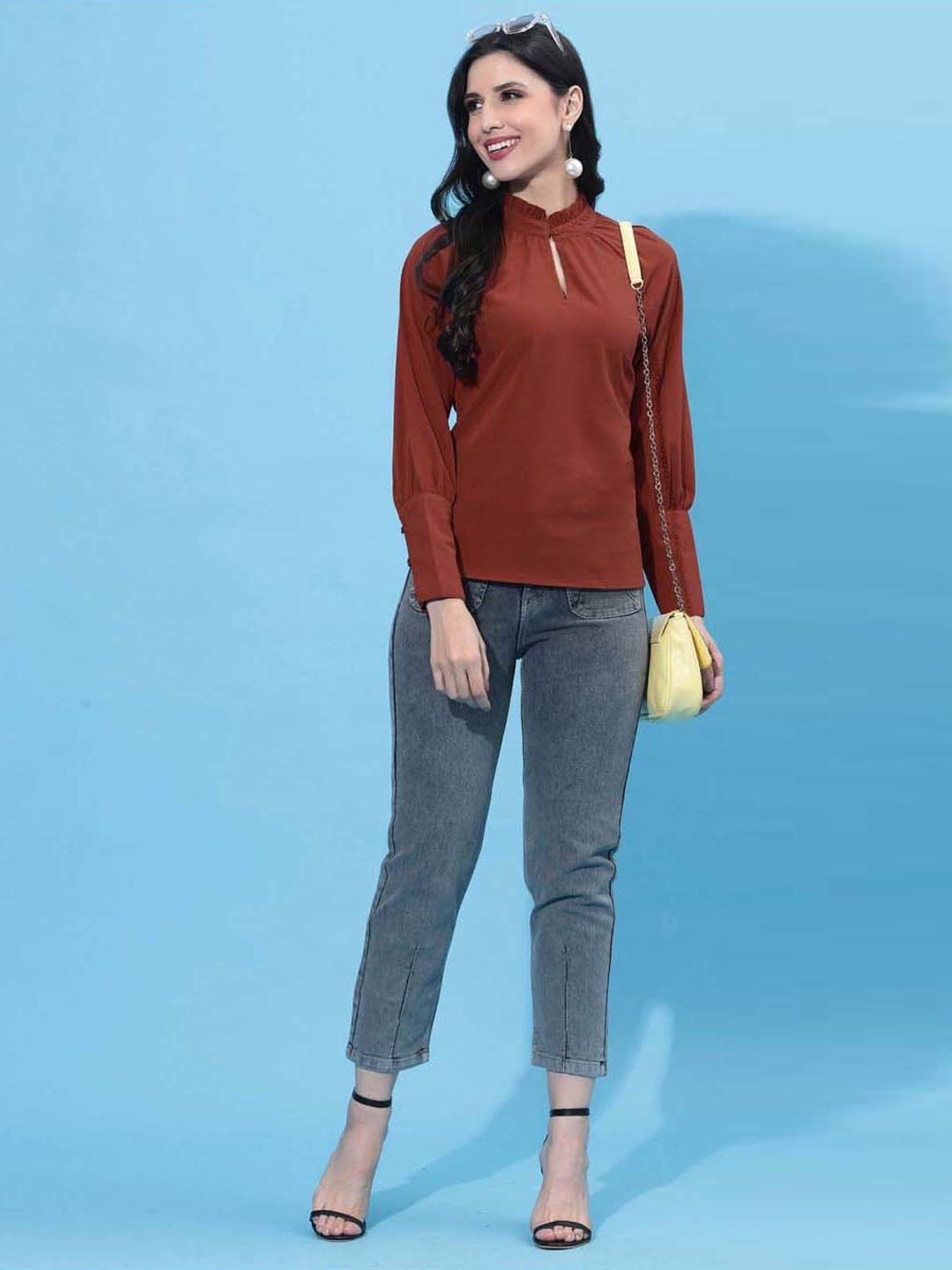 SELVIA Rust Regular Fit Top