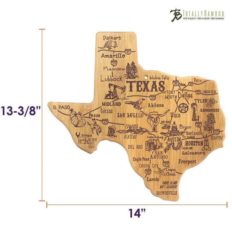 Totally Bamboo Destination Texas Cutting Board 14" x 13.5"