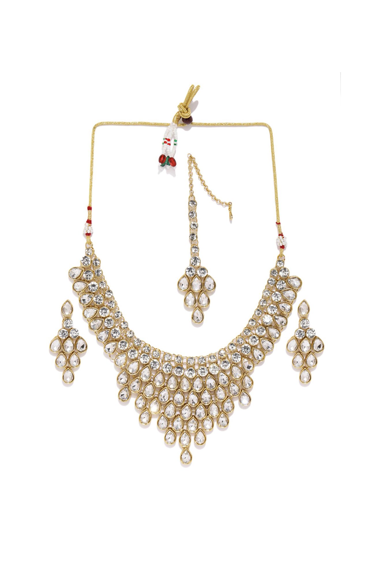 Zaveri Pearls Clear & Golden Alloy Necklace Set