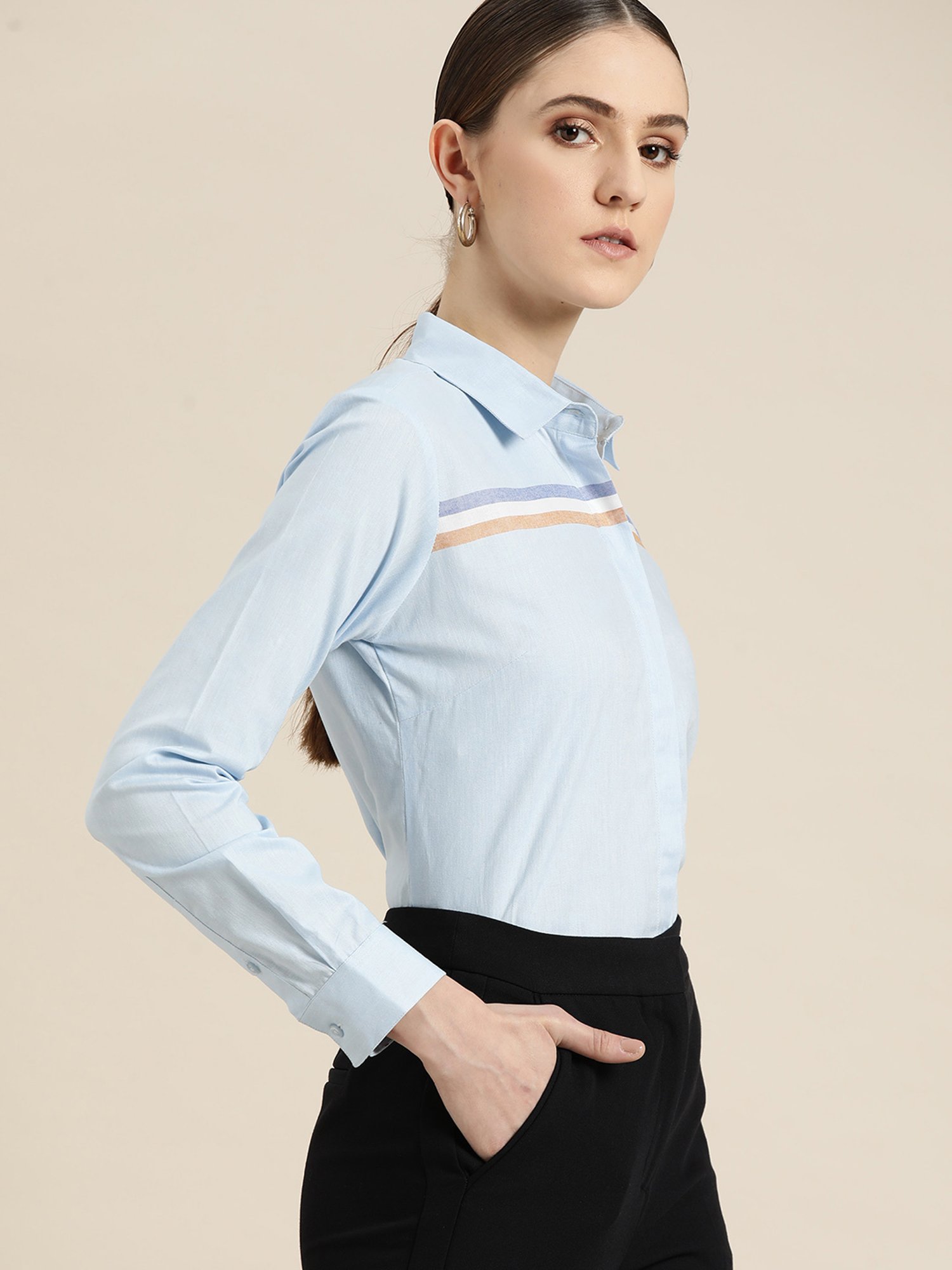 Hancock Blue Cotton Striped Shirt