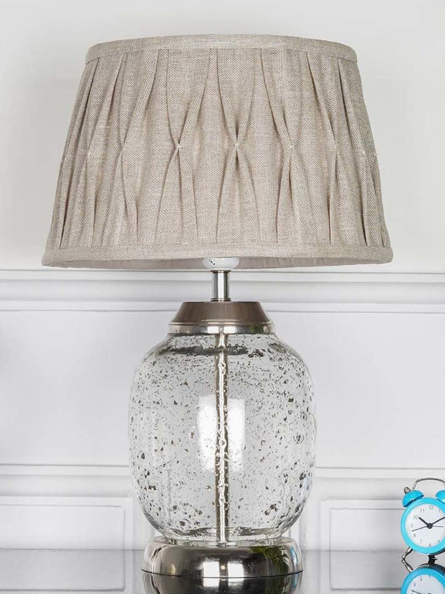 Kapoor Lamp Shades Chrome Glass Secret Tabel Lamp With Linen Shade