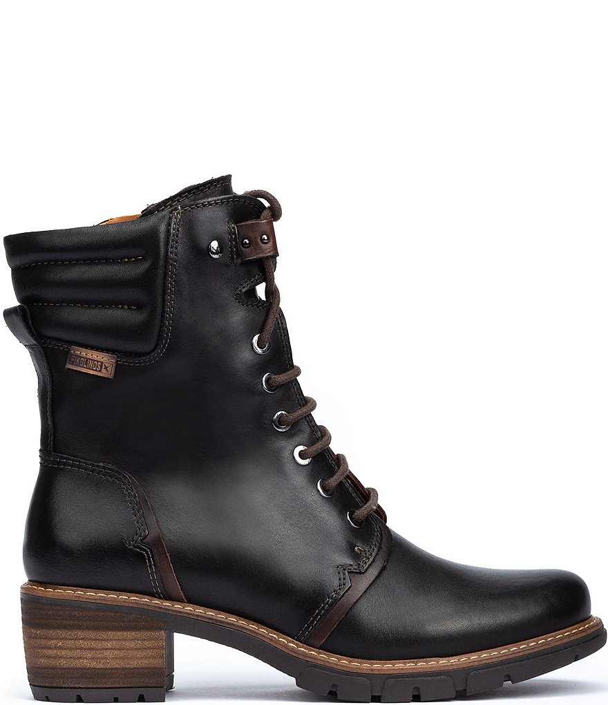 Pikolinos San Sebastian W1T Leather Lace-Up Block Heel Booties