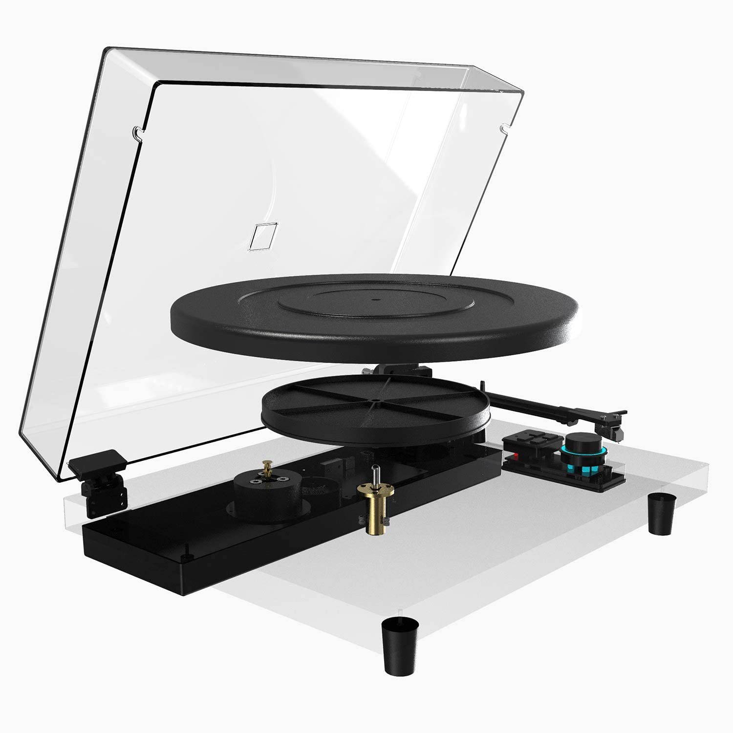DIGITNOW Vinyl Record Player with Magnetic Cartridge & Adjustable Counter Weight,Wireless Bluetooth Turntable HiFi System with 36 Watt Detachable Speakers for High Fidelity Sound.