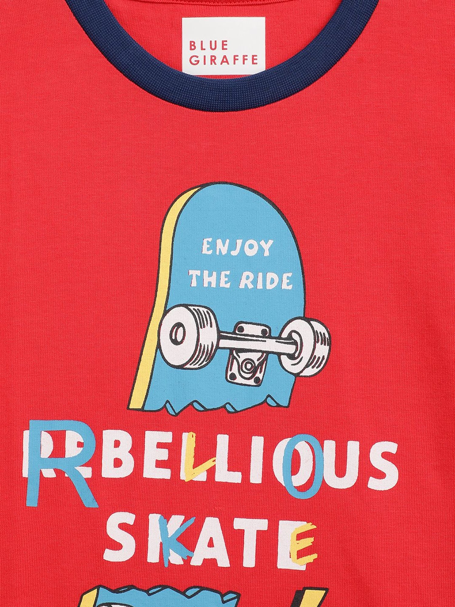 Blue Giraffe Kids Red Cotton Printed T-Shirt