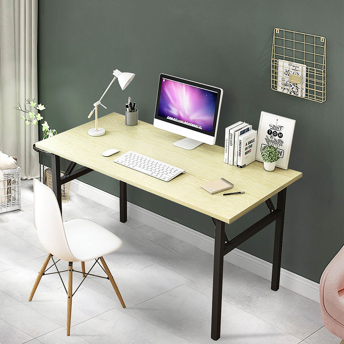 Folding Computer Desk Portable Laptop Table Home Office Workstation No Assembly