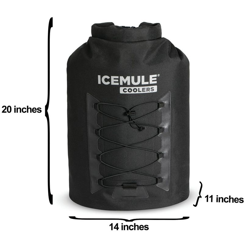 IceMule 1015-BK Pro XLarge Collapsible Portable Soft Sided Roll Top 33 Liter 24 Can Lightweight Insulated Waterproof Leak Proof Backpack Cooler Bag