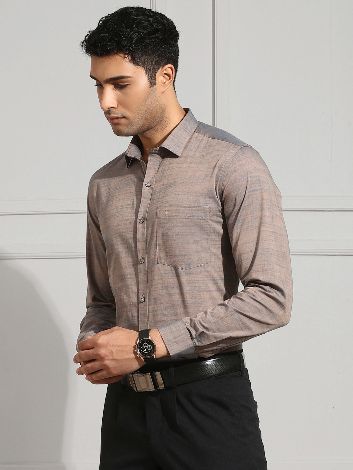 Ramraj Multicolor Regular Fit Textured Cotton Shirt