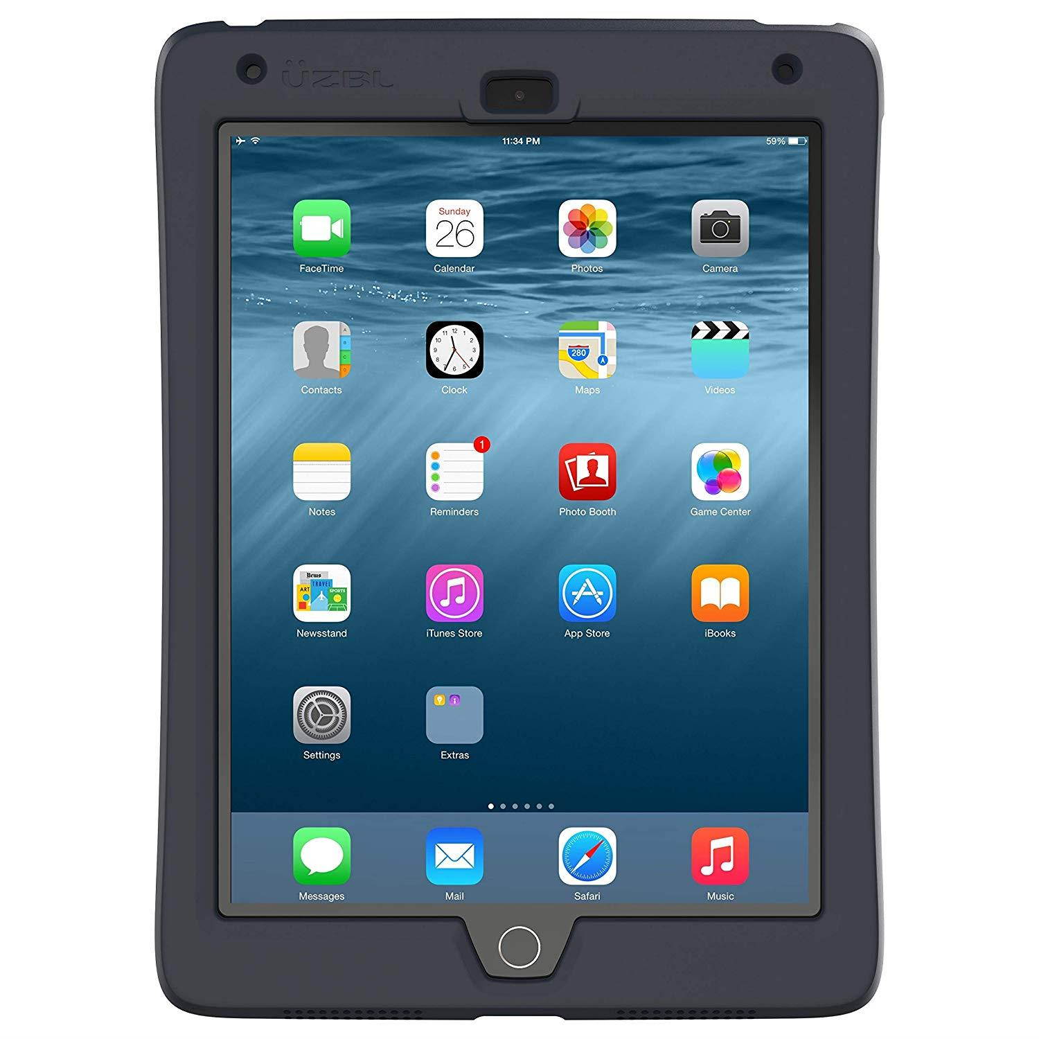 UZBL iPad 9.7 Case 2018/2017, AirWave Slim Lightweight Heavy Duty 1-Piece Silicone Case with Air Cell Drop Protection, for Apple iPad 5th / 6th Gen, Midnight Black