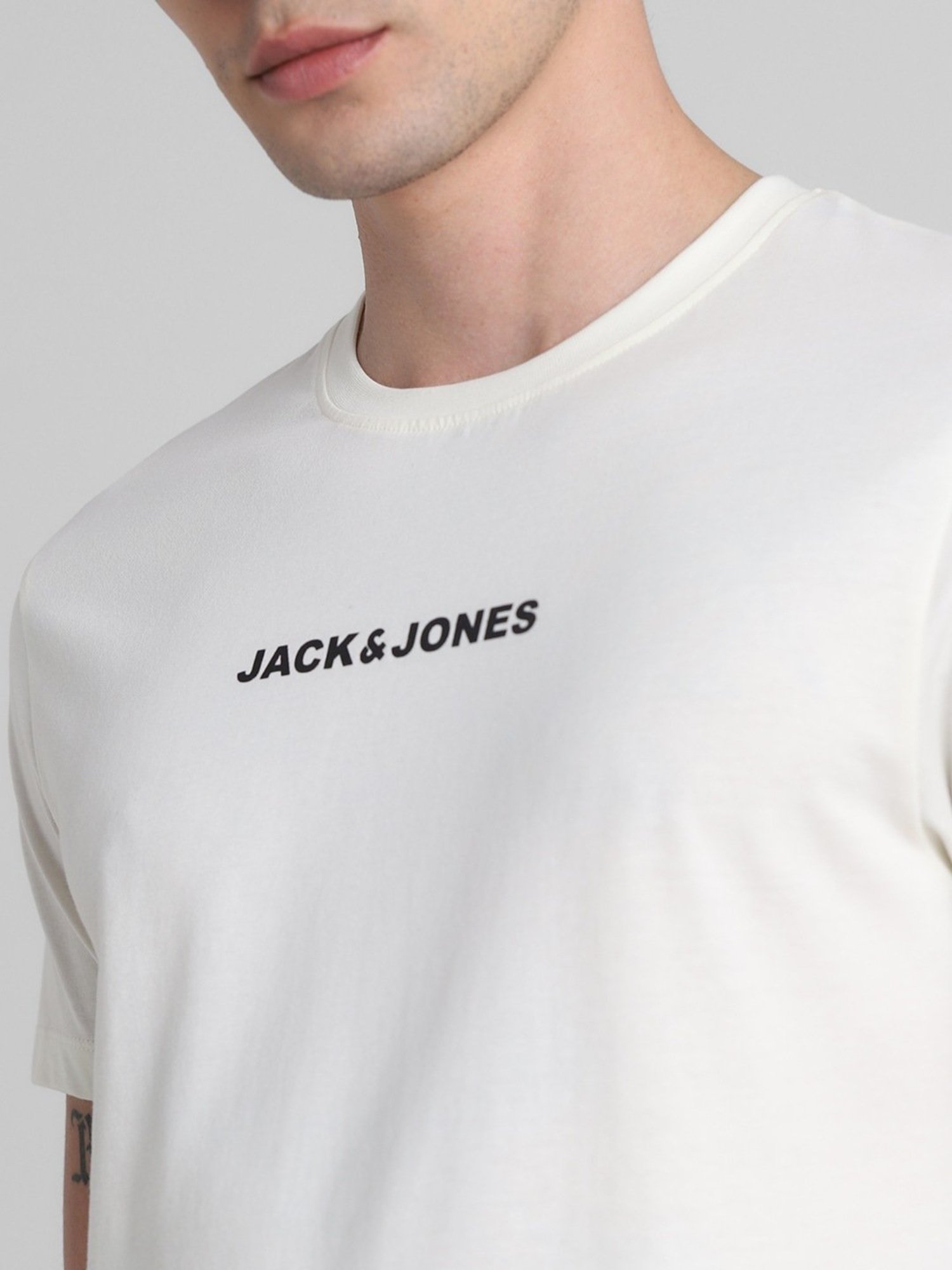 Jack & Jones Star White Cotton Slim Fit T-Shirt