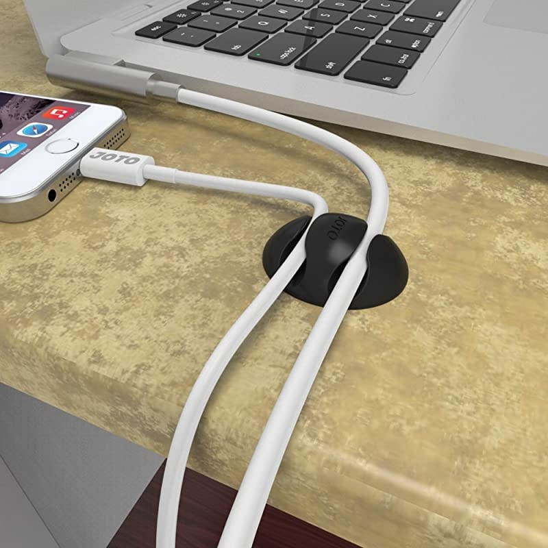 Cable Clips Cord Management System 8 pcs  Desktop Cable Organizer Desk Wall Cable Wire Clip Computer Electrical Charging or Mouse Cord Holder Dual Slots Black