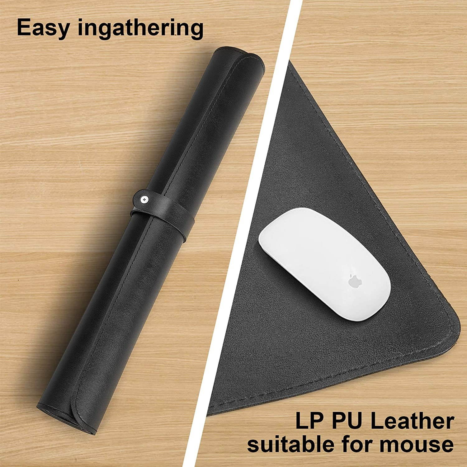 Dual-Sided Desk Pad, LP Upgraded 32" x 16" PU Leather Desk Mat Sewing Reinforcement, Waterproof Mouse Pad Desk Blotter Protector, Desk Writing Mat for Office and Home(Purple/Pink)