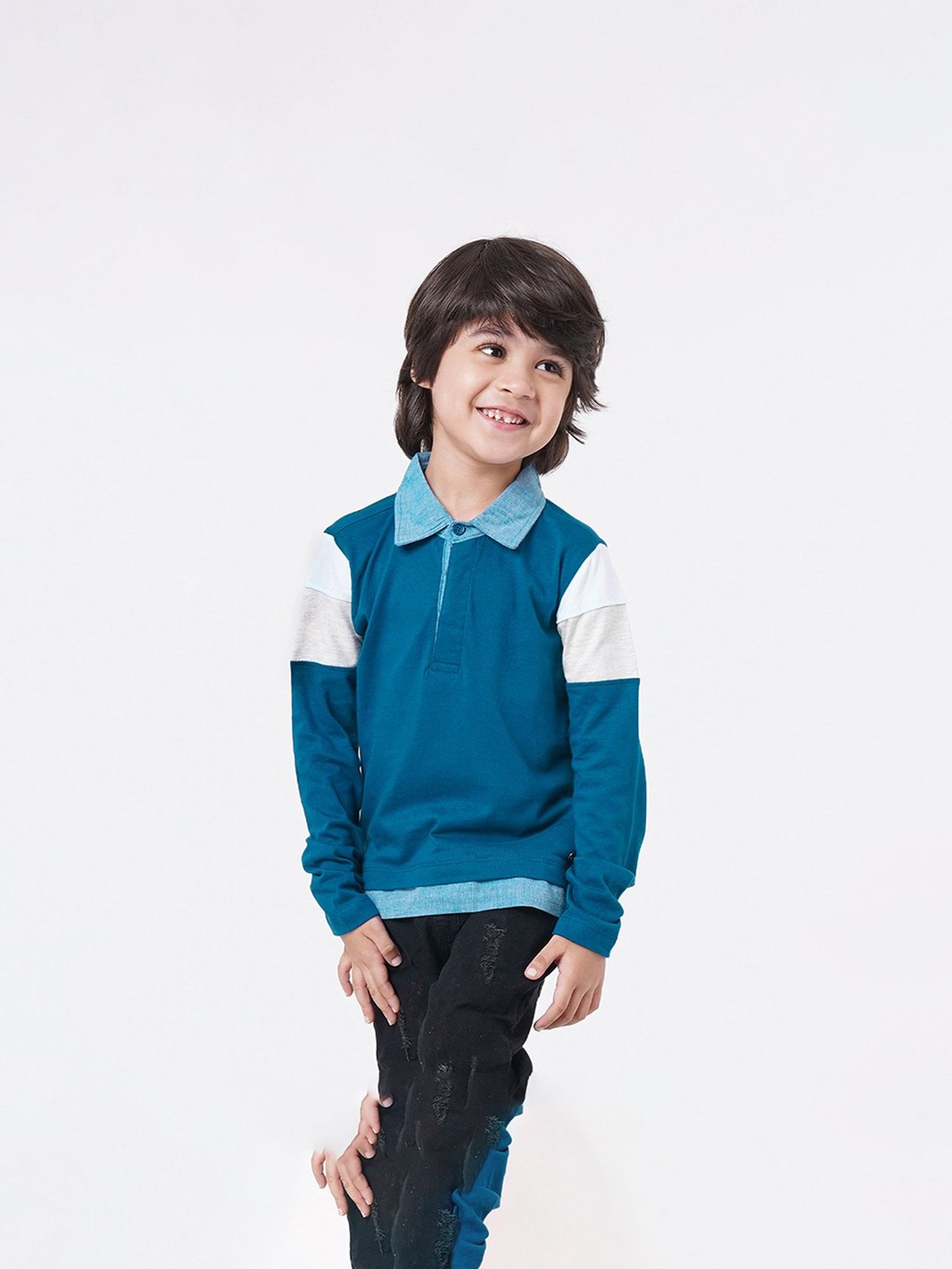 Pantaloons Junior Multicolor Cotton Striped Polo T-Shirt