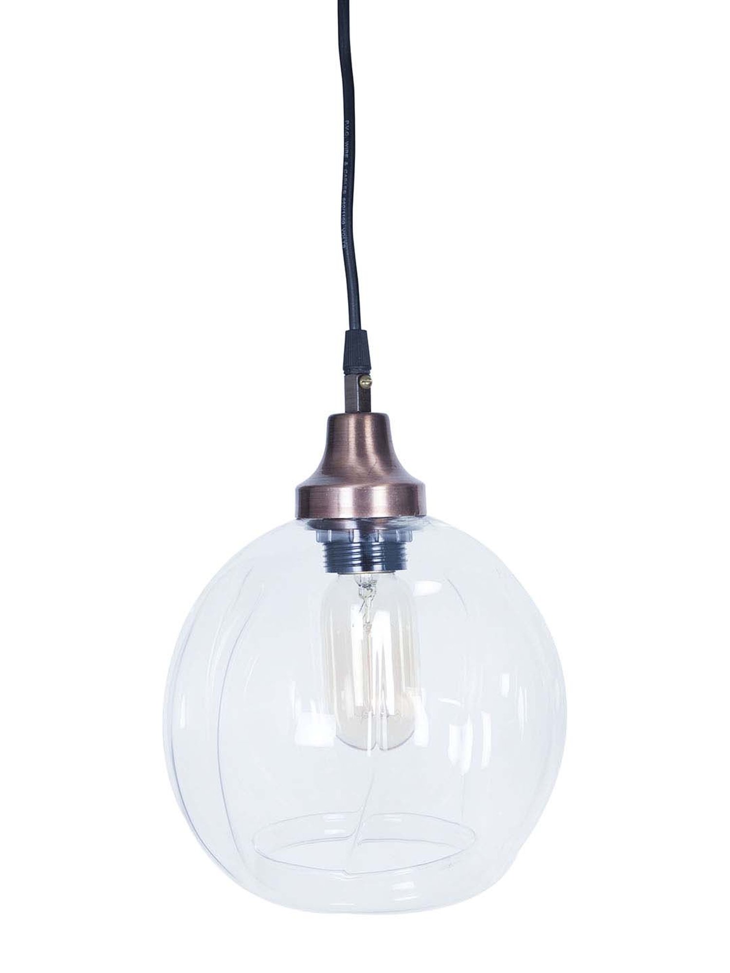 Fos Lighting Contemporary Undulated Clear Melon Glass Pendant Light - Set of 1